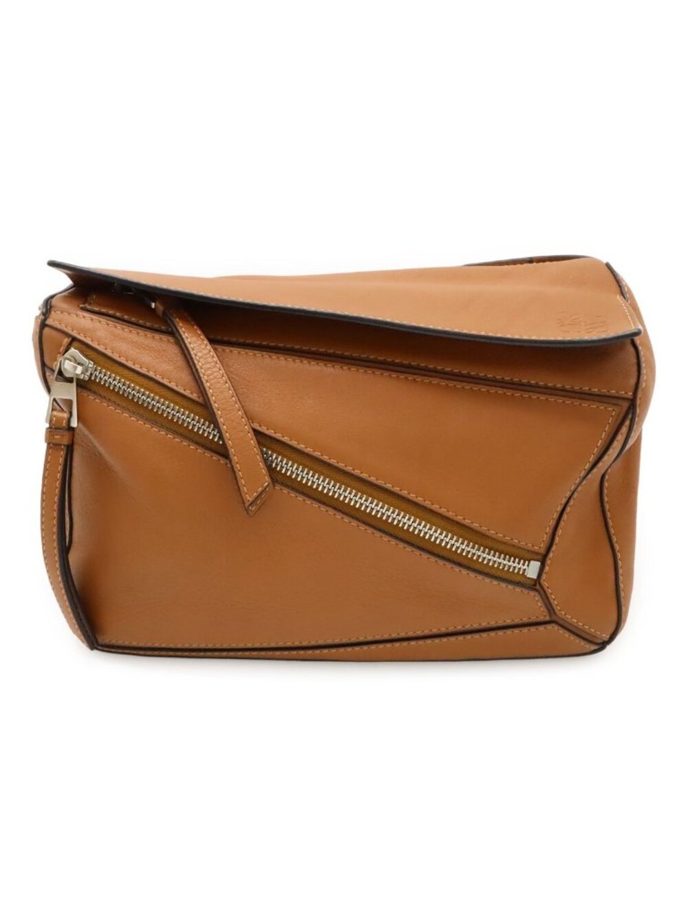 Loewe Puzzle Bum Bag Mini Leather Brown Silver